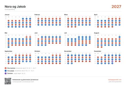 Årsoversikt – liggende format